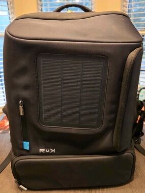RuK Solar Panel Black Travel Backpack